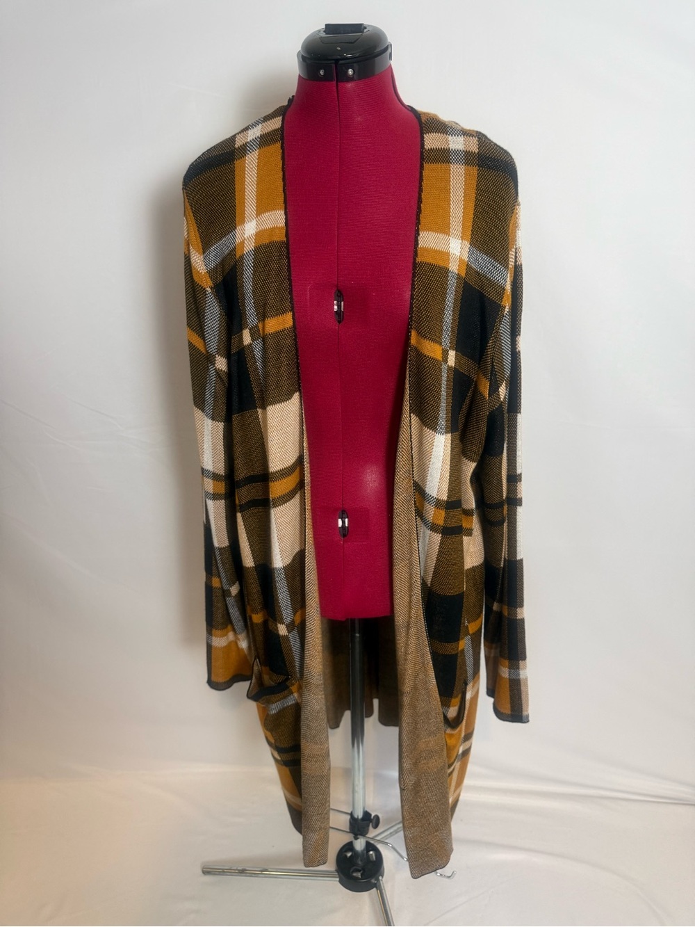 NWT Joseph A Open-Front Cardigan Sweater Women's Size 2X Multi-Colored Plaid